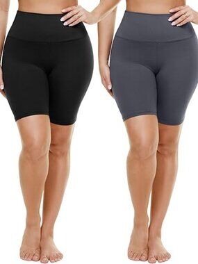 2-Pack Black and Grey High Waisted Bike Shorts - Size L/XL